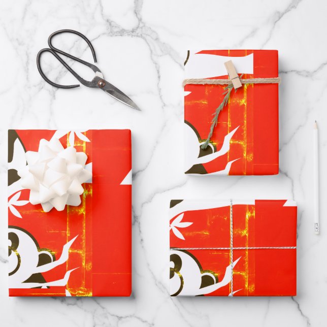 Niedliche Pandas auf einem Bambusbaum   Geschenkpapier Set (Vorderseite)