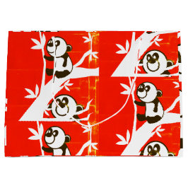 Niedliche Pandas auf einem Bambusbaum  Große Geschenktüte