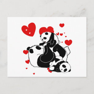 Niedliche Pandas-Familie Postkarte