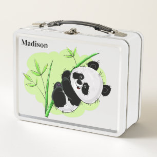 Niedliche Pandas individuelle Name Lunch Box