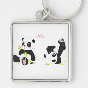 Niedliche Pandas Schlüsselanhänger
