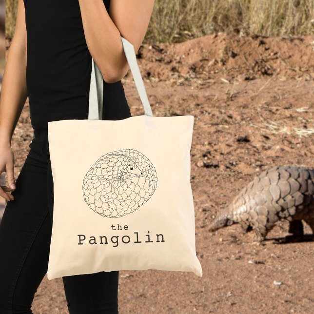 Niedliche Pangolin-Art Tragetasche (Pangolin line art tote bag endangered species Simple black and white animal art)
