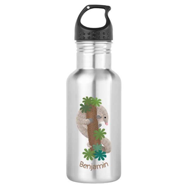 Niedliche Pangolin-Vorführung Edelstahlflasche (Vorderseite)