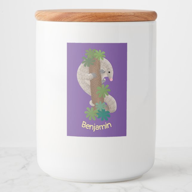 Niedliche Pangolin-Vorführung Lebensmitteletikett (Vorderseite)