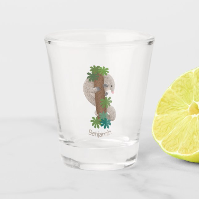 Niedliche Pangolin-Vorführung Schnapsglas (Vorderseite)
