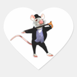 Niedliche PapierMaus, die tanzende Cartoon Maus Herz-Aufkleber