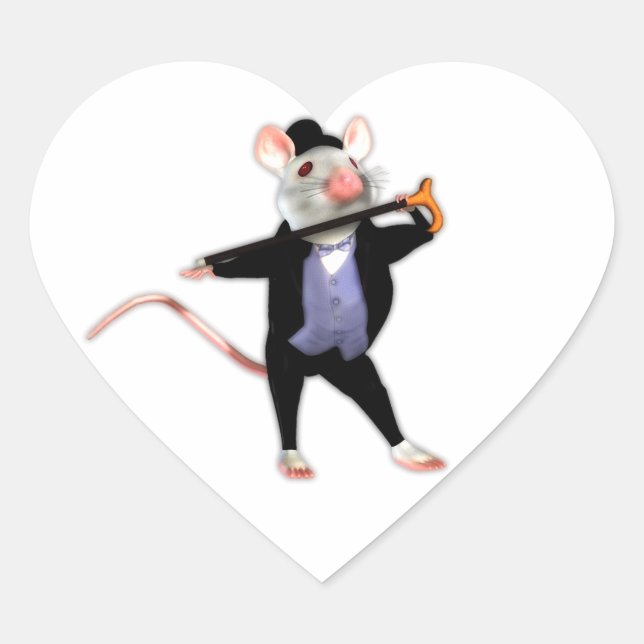 Niedliche PapierMaus, die tanzende Cartoon Maus Herz-Aufkleber (Vorderseite)