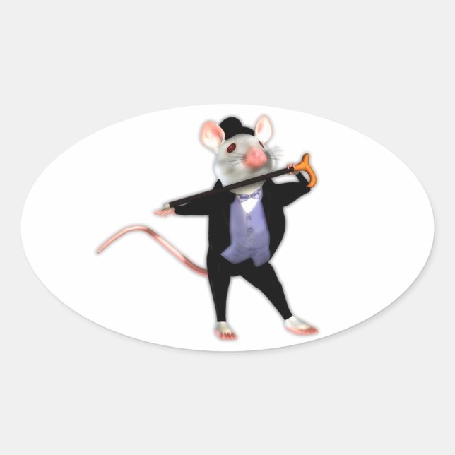 Niedliche PapierMaus, die tanzende Cartoon Maus Ovaler Aufkleber (Vorderseite)