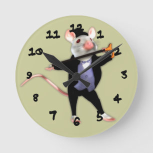 Niedliche PapierMaus, die tanzende Cartoon Maus Runde Wanduhr