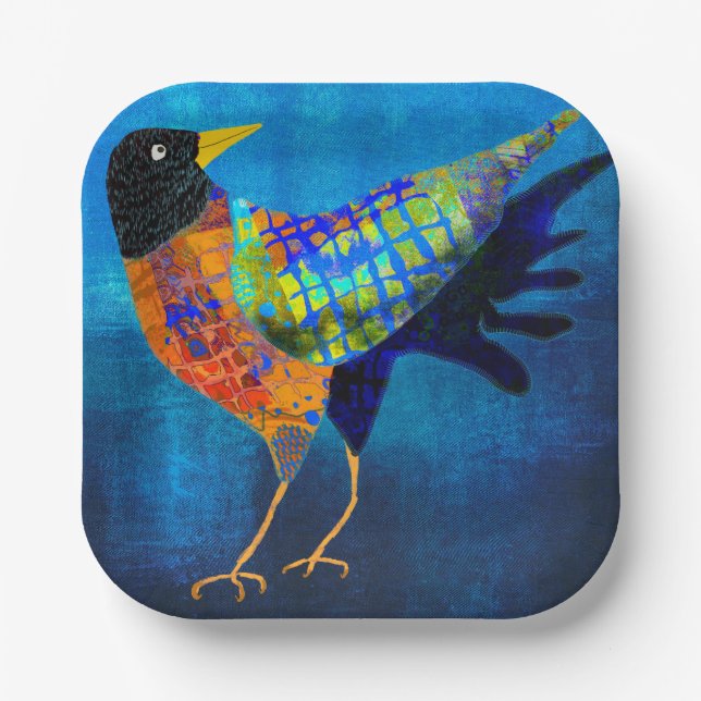 Niedliche Papierplatte des Halloween Crow Square Pappteller (Vorderseite)