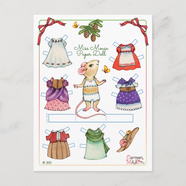 Niedliche Papierpuppenkarte Postkarte (Vorderseite)