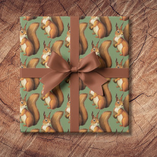 Niedliche Papiertücher für Eichhörnchen Geschenkpapier Set