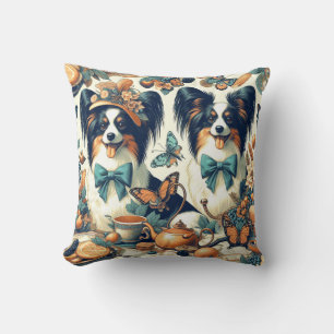 Niedliche Papillon Dog Illustration Kissen