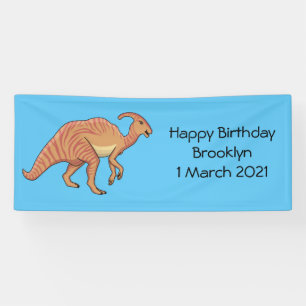 Niedliche Parasaurolophus-Dinosaurier-Cartoon-Abbi Banner