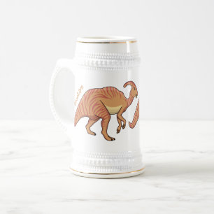 Niedliche Parasaurolophus-Dinosaurier-Cartoon-Abbi Bierglas