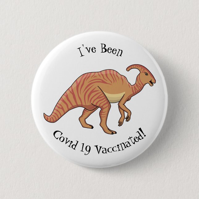 Niedliche Parasaurolophus-Dinosaurier-Cartoon-Abbi Button (Vorderseite)