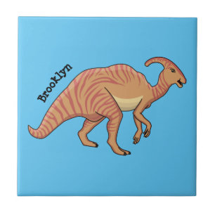 Niedliche Parasaurolophus-Dinosaurier-Cartoon-Abbi Fliese