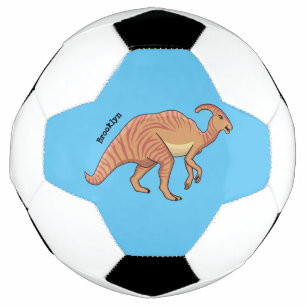 Niedliche Parasaurolophus-Dinosaurier-Cartoon-Abbi Fußball