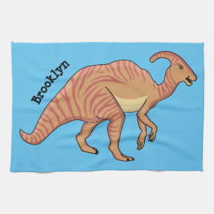 Niedliche Parasaurolophus-Dinosaurier-Cartoon-Abbi Geschirrtuch