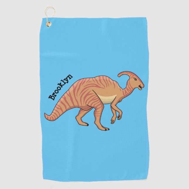 Niedliche Parasaurolophus-Dinosaurier-Cartoon-Abbi Golfhandtuch (Vorderseite)