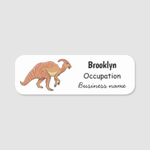 Niedliche Parasaurolophus-Dinosaurier-Cartoon-Abbi Namensschild