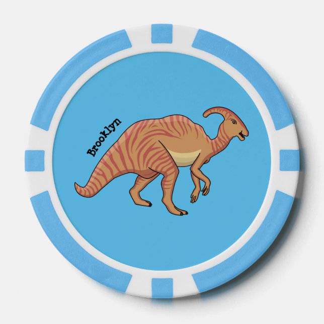 Niedliche Parasaurolophus-Dinosaurier-Cartoon-Abbi Pokerchips (Vorderseite)