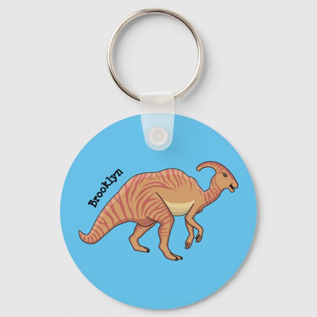 Niedliche Parasaurolophus-Dinosaurier-Cartoon-Abbi Schlüsselanhänger (Vorderseite)
