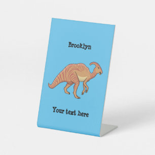 Niedliche Parasaurolophus-Dinosaurier-Cartoon-Abbi Sockelschild