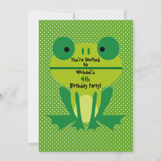 Niedliche Party Einladung von grünen Frosch und Pu