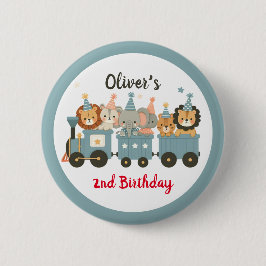 Niedliche Party Tiere im Zug Personalisiert Button
