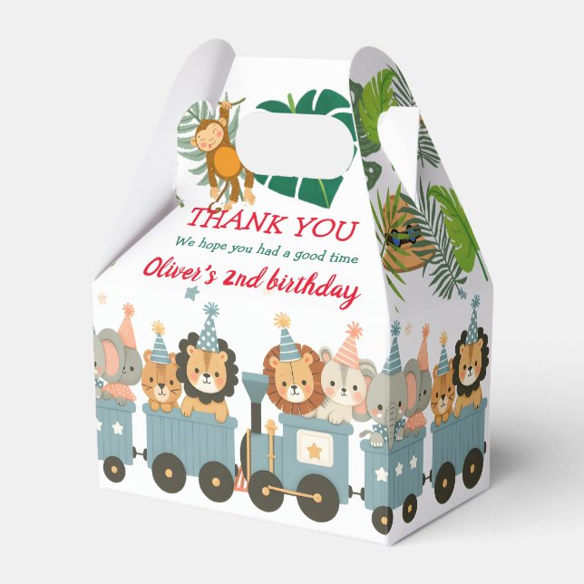 Niedliche Party Tiere im Zug Personalisiert Geschenkschachtel (Vorderseite)