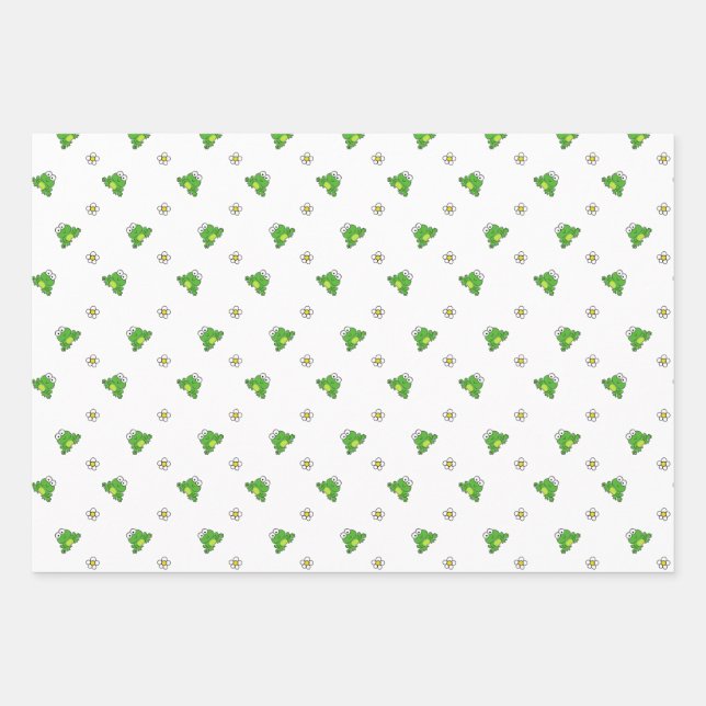 Niedliche Party-Wrapping-Papierblätter für Frosch  Geschenkpapier Set (Vorderseite)