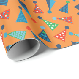 Niedliche Partyhütten auf Orange Geschenkpapier