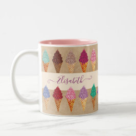 Niedliche Pasta Wasserfarbe Eiscreme Individuelle  Zweifarbige Tasse