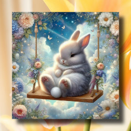 Niedliche Pastagerichte Aquarellbahn Bunny on Swin Feiertagskarte