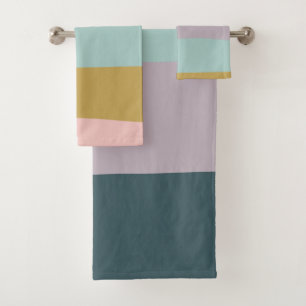 Niedliche Pastel Abstrakte Farbblock Geometrische  Badhandtuch Set