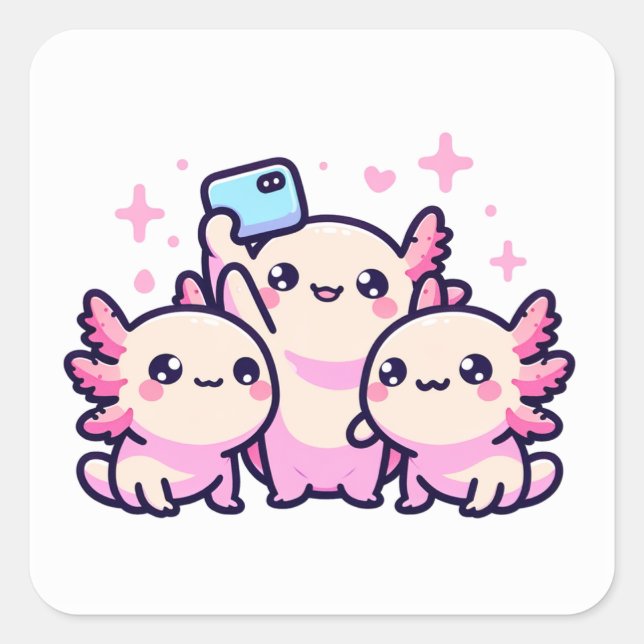 Niedliche Pastel Axolotl Neues Design Quadratischer Aufkleber (Vorderseite)