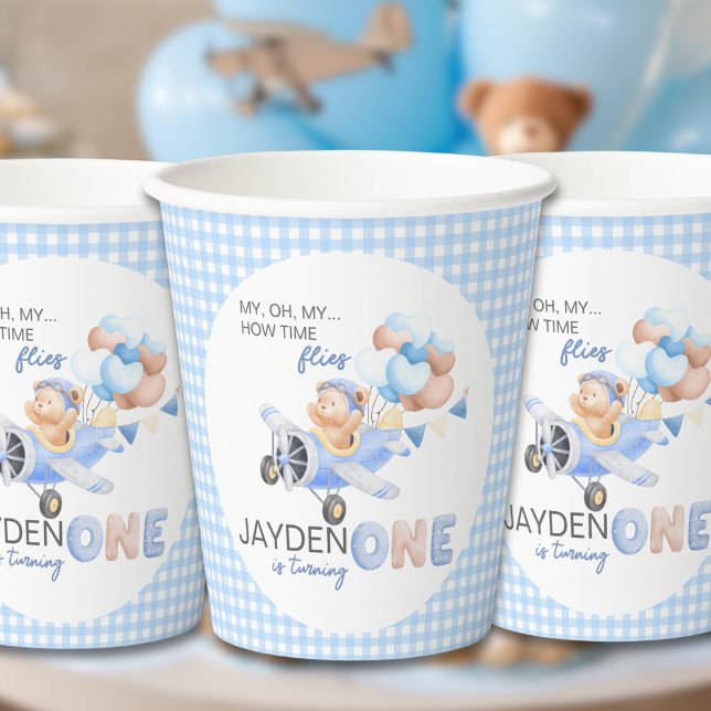 Niedliche Pastel Blue Brown Baby Bear verwandelt e Pappbecher (Von Creator hochgeladen)