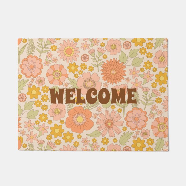 Niedliche Pastel Blume Sommerblumenmuster Willkomm Fußmatte (Vorderseite)