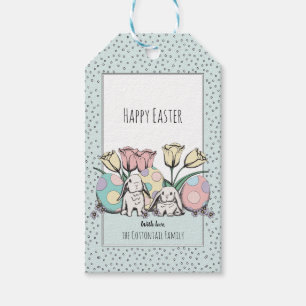 Niedliche Pastel Bunny Rabbit Happy Oaster Familie Geschenkanhänger