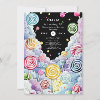 Niedliche Pastel Candyland Geburtstag Einladung