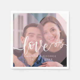 Niedliche Pastel Color Liebe Foto Hochzeitsfeier Serviette
