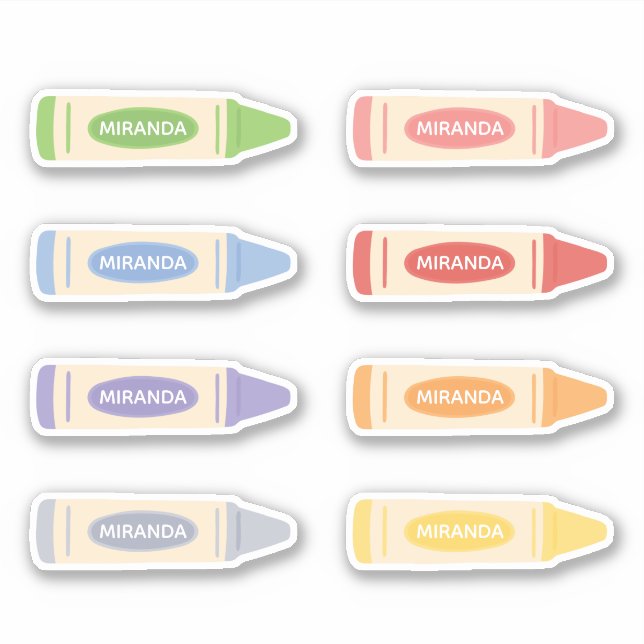 Niedliche Pastel Crayons mit Individuelle Name Aufkleber (Vorderseite)