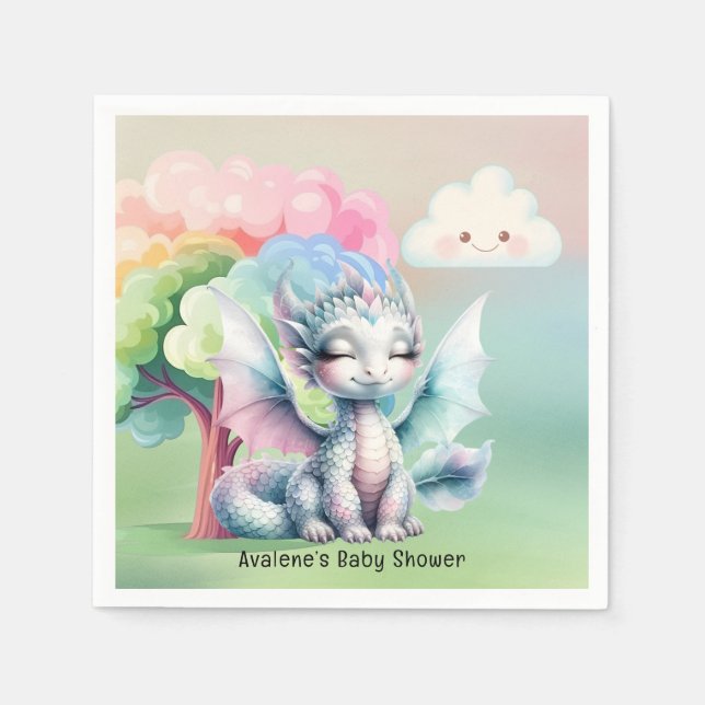 Niedliche Pastel Dragon Babydusche Serviette (Vorderseite)