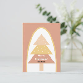 Niedliche Pastel Earthy Tones Frohe Weihnachtsbaum Postkarte