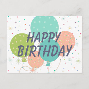 Niedliche Pastel farbige Balloons glücklich zum Ge Postkarte