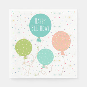 Niedliche Pastel farbige Balloons glücklich zum Ge Serviette