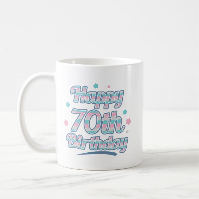 Niedliche Pastel feiert 70. Geburtstag Kaffeetasse (Links)