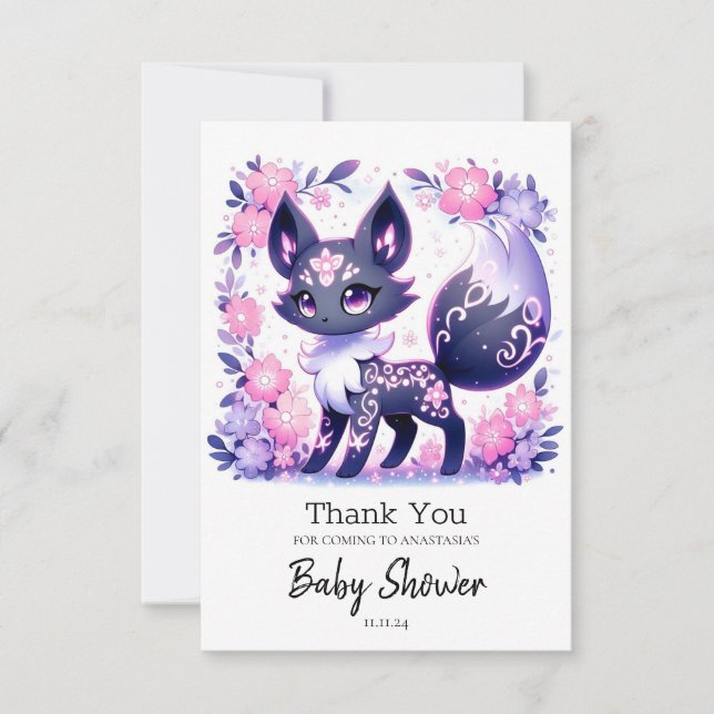 Niedliche Pastel Fox Babydusche Dankeskarte (Vorderseite)
