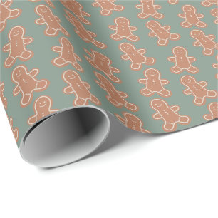 Niedliche Pastel Gingerbread Mann Weihnachtskekse Geschenkpapier